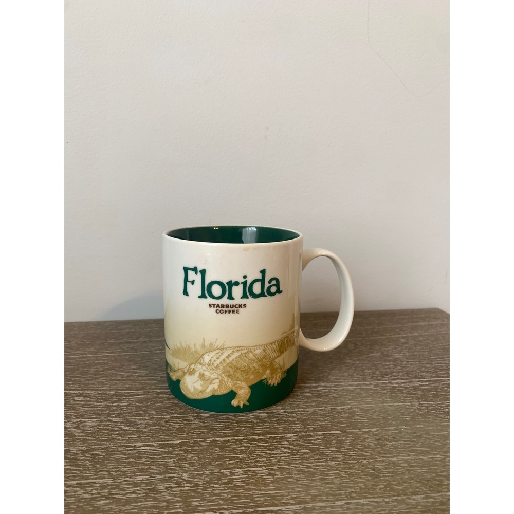 Starbucks Florida Architecture Series Mug 2011 Green‎ Alligator Heron 16oz